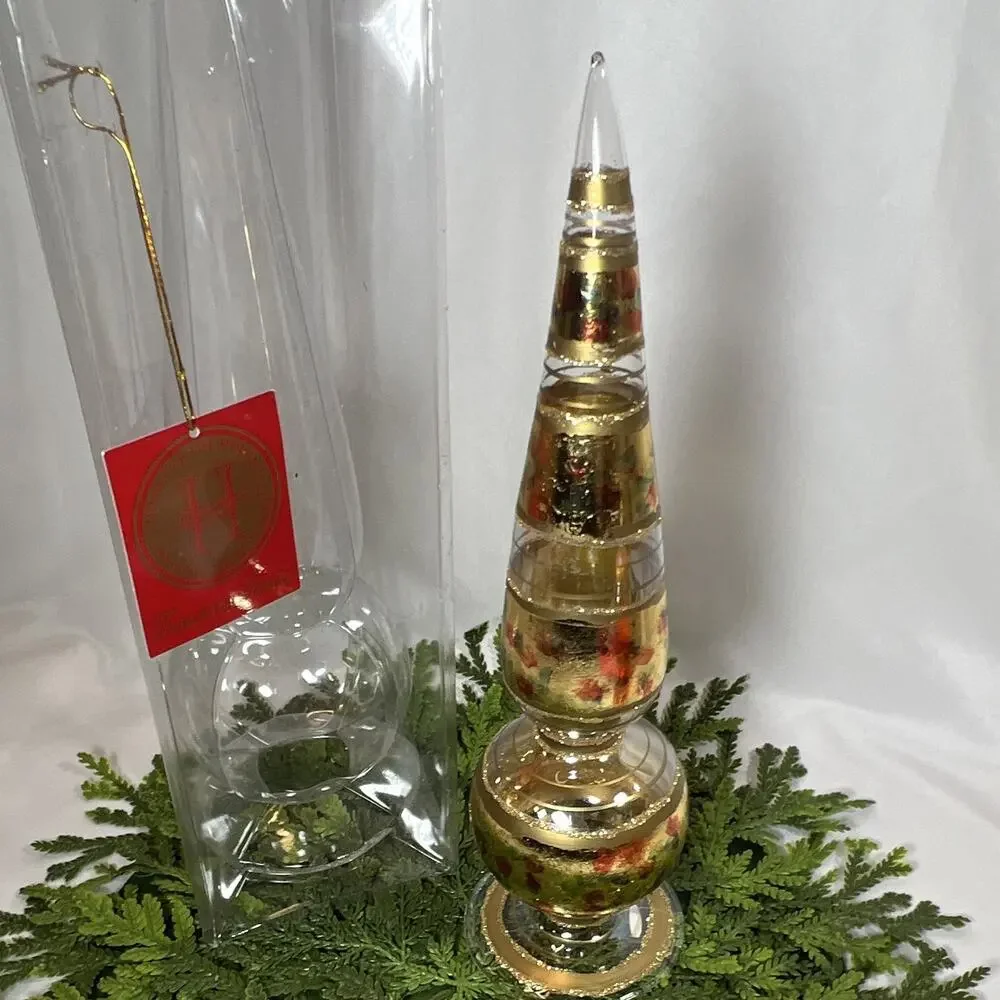 Vintage 1999 Home for the Holidays Tabletop Tree Topper Finial Glass Christmas